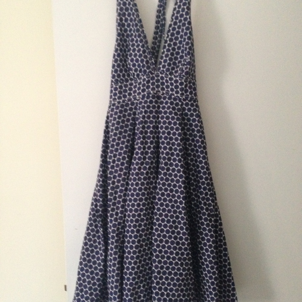 NWT J. Crew Navy/White Polka Dot Halter Dress